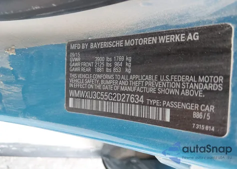 2016 Mini Hardtop Cooper S from USA, damaged, VIN WMWXU3C55G2D27634